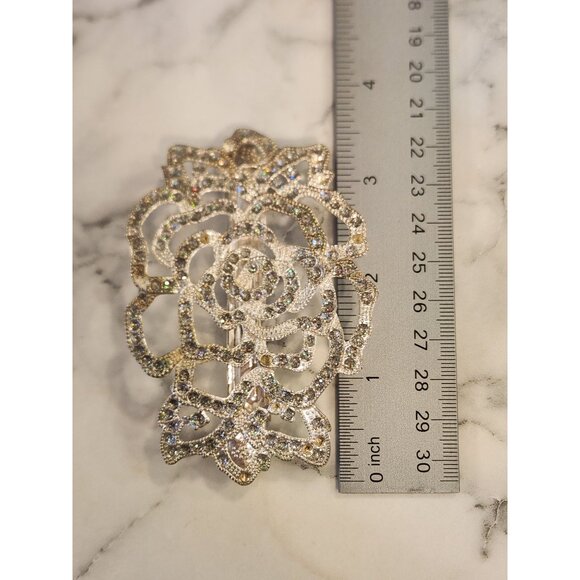 Vintage Rhinestone Floral Hair Clip Flower - Picture 3 of 3